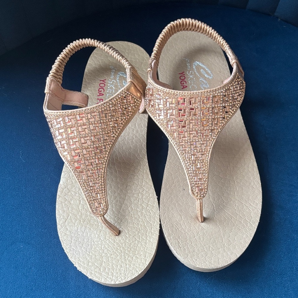 Skechers Women's Rose Gold Embellished Sandals